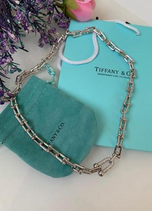 Tiffany тиффани подвеска цепь на шею с крупными звеньями. посеребрение. люкс качество. гравировки.2 фото