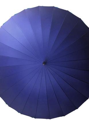 Зонт трость lesko t-1001 dark blue 24 спицы ветрозащитный однотонный от солнца и дождя1 фото