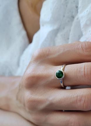 Кольцо серебряное женское колечко с зеленым камнем вставка куб.цирконий 17.5 размер серебро 925  832 2.01г4 фото