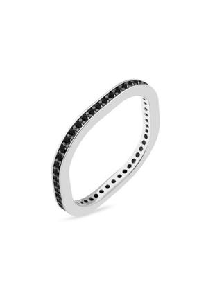 Кільце срібне жіноче кільце квадрат з чорними каменями 17 розмір срібло 925 покрите родієм 1053 1.97г