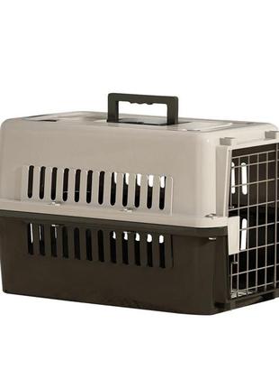 Переноска контейнер для кішок і собак із металевими кріпленнями та дверію + замок для авіа перевезення і