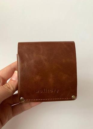 Портмоне гаманець компактне (коричнева шкіра)