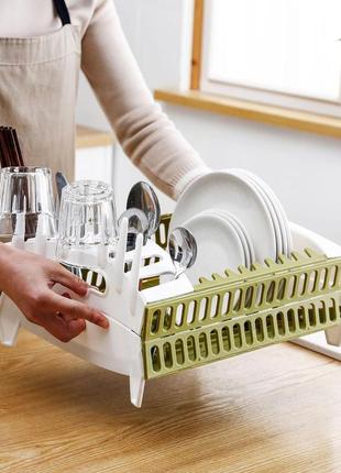 Сушилка органайзер для посуды настольная. пластиковая складная сушилка для столовых приборов. сушка для посуды9 фото