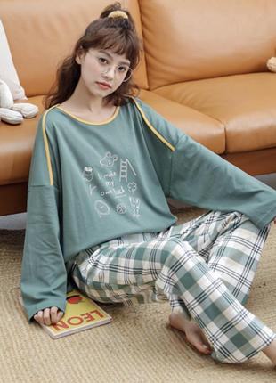 Женская пижама в клетку мышь удача qian zitong размер s 44 зеленый