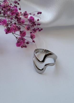 Кольцо серебряное женское колечко без камней широкое хвиля серебро 925 покрыто родием 18.5 размер 1151 2.48г2 фото