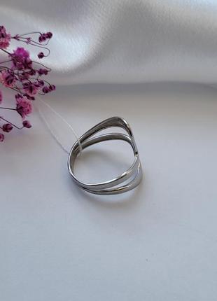 Кольцо серебряное женское колечко без камней широкое хвиля серебро 925 покрыто родием 18.5 размер 1151 2.48г6 фото