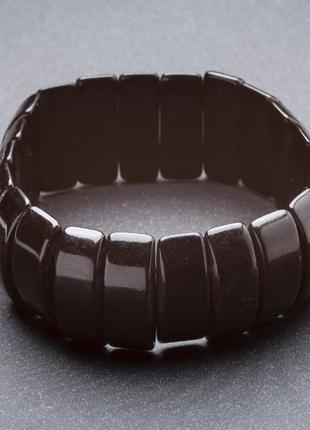 Браслет на резинке черный пресс. агат "ланка" 21х9мм