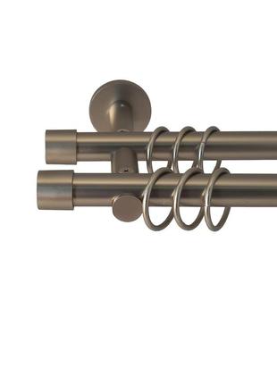 Карниз для штор orvit заглушка металевий дворядний циліндричний гладка труба кільце металеве сатин 19\19 мм 200 см