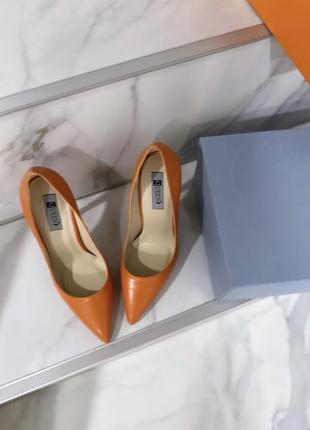 Оранжевые оранжевые туфли лодочки лодочки на высоком каблуке 12 см3 фото