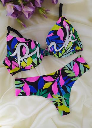 Красивий яскравий комплект білизни pink victoria's secret