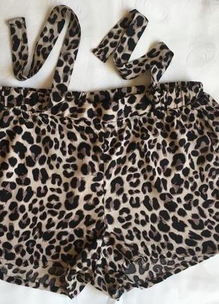 Легкие шорты леопард с лентами1 фото