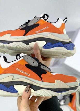 Кроссовки женские balenciaga triple s, оранжевые (баленсиага трипл с, баленсиаги)