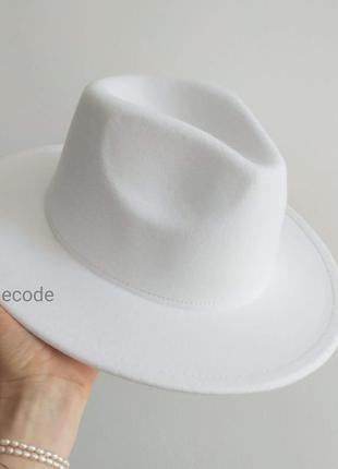 Белая фетровая шляпа, шляпа федора, шляпа ковбойка американка фетр