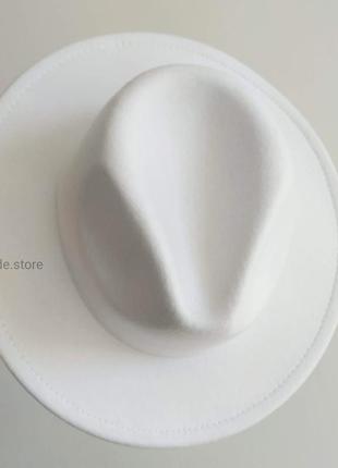 Белая фетровая шляпа, шляпа федора, шляпа ковбойка американка фетр3 фото
