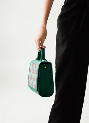 Шкіряна жіноча сумка,сумка з орнаментом,сумка з вишивкою,вишита сумка5 фото