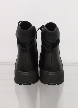 Женские кожаные ботинки со шнурком на модной платформе6 фото