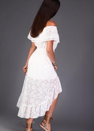 Весильное платье витиеватое с кружевом открытыми плечами короткое платье сарафан ручная работа3 фото