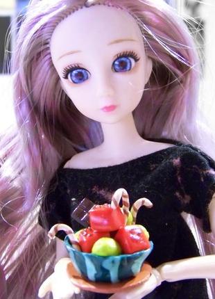 Еда для кукол барби и лол ручной работы фруктовый салат в арбузе2 фото