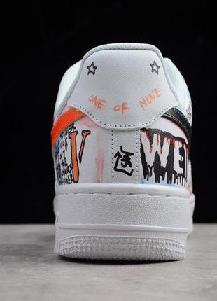 Кроссовки женские, мужские nike air force 1 low x vlone pauly graffiti harlem, белые найк аир форс5 фото