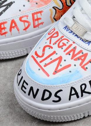 Кроссовки женские, мужские nike air force 1 low x vlone pauly graffiti harlem, белые найк аир форс7 фото