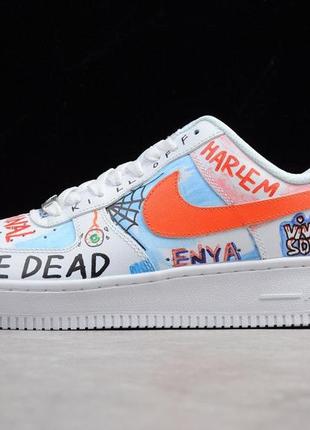 Кросівки жіночі, чоловічі nike air force 1 low x vlone pauly graffiti harlem, білий найк аїр форс3 фото