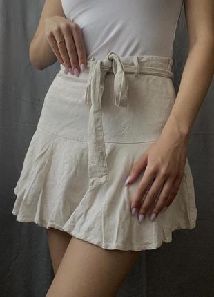 Льняная мини-юбка из шортики6 фото
