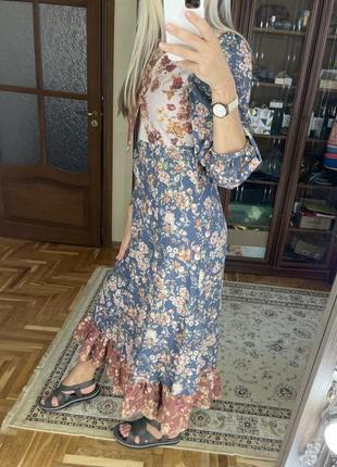 Платье cmnc woman в цветы этно ретро винтаж в цветы рюши4 фото
