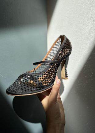 Туфлі чорні шкіряні з білими кристалами swarovski6 фото