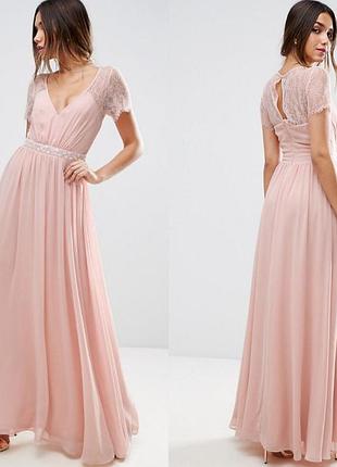 Вечірній випускний ніжне плаття asos з мереживом