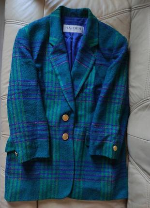 Hauber твидовый пиджак, жакет, твид, клетчатый, шерсть, винтаж, винтажный3 фото