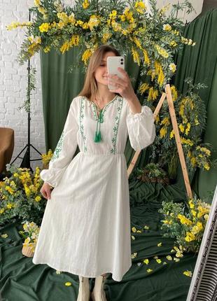 Сукня-вишиванка довжини міді 🌷 є великі розміри ✅3 фото