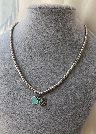Колье тиффани, тіффані, сердечка, подвеска с шариками, бирюза, підвіска, кульки, tiffani, тифані, тредова підвіска, хіт, шикарна
