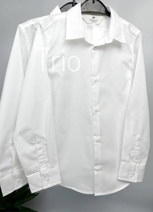 Белая рубашка h&m "easy-iron" с длинным рукавом1 фото