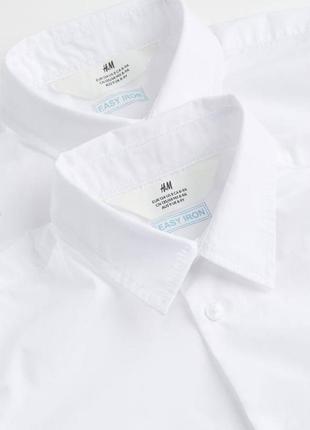 Белая рубашка h&m "easy-iron" с длинным рукавом5 фото