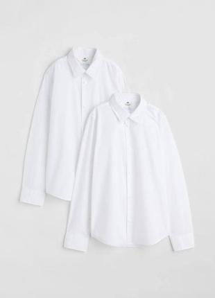 Белая рубашка h&m "easy-iron" с длинным рукавом6 фото