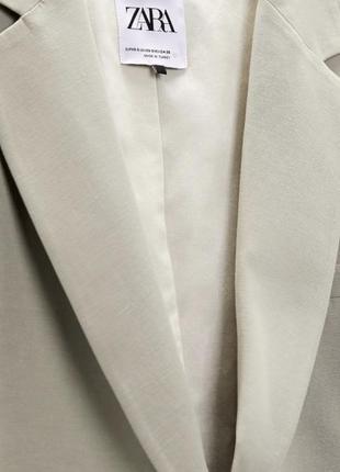 Блейзер пиджак оверсайз из смесовой льняной ткани с разрезами7 фото