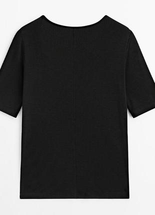 Стильная футболка massimo dutti со шнуровкой s черная4 фото