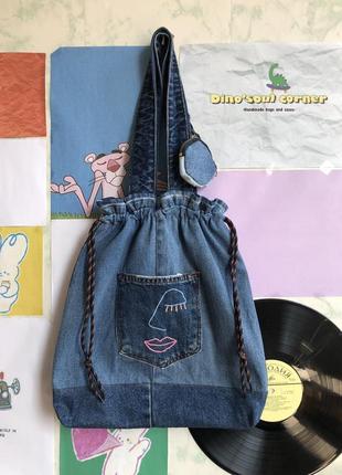 Оригинальная джинсовая сумочка , торбочка для покупок ручной работы4 фото