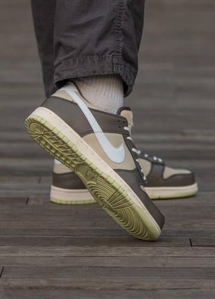 Кроссовки nike sb dunk low beige\brown\green patch5 фото