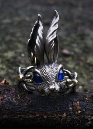 Крутое кольцо кролик зайчик колечко перстень унисекс готика