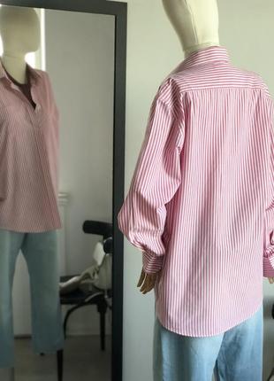 Белая рубашкав розовую полоску3 фото