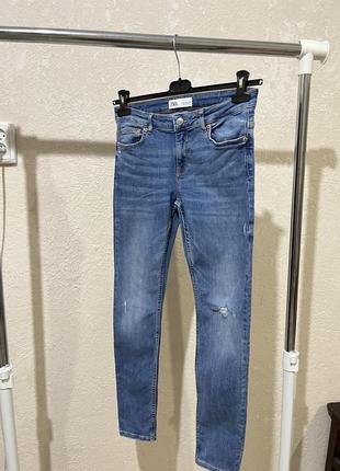 Синие джинсы zara / синие джинсы женские1 фото