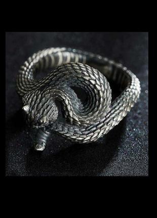 Крутое кольцо гремучая змея перстень рок готика3 фото