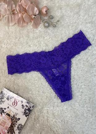 Трусики стринги victoria's secret кружевные фиолетовые со шнуровкой оригинал виктория сикрет