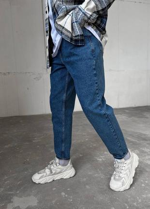 Мужские синие джинсы джинсовые штаны брюки мом бананы классические джинсы сині чоловічі класичні джинси мом4 фото