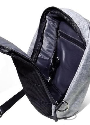 Сумка-рюкзак чоловіча на одне плече сіра5 фото
