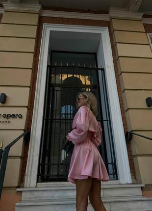 Невероятное нежное элегантное розовое платье шелковое платье талия полностью шпульная резинка лето т6 фото