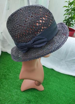 Чорний  стильний солом'яний капелюх з декоративною лентою від h&m m/56