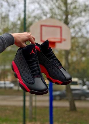 Мужские кроссовки nike air jordan 13. цвет черный с красным.