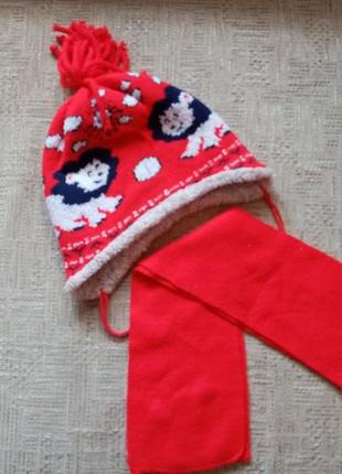 Теплая шапка для девочки, 2-5 лет